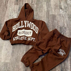 Custom Applique Patches Embroidery Brown Tracksuit Acid Wash Sun Faded Flared Sweatsuit Zip Up Hoodie And Sweatpants Set Men
