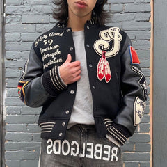 High Quality Custom Street Wear Logo Patch Baseball Jacket Trucker Letterman Base Ball Leather Varcity Varsity Jacket For Men