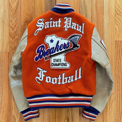Wholesale blank crop wool varsity letterman jacket men's custom baseball jacket bomber jackets men custom embroidery