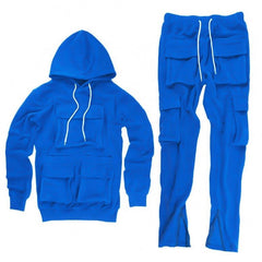 Soft sweat suits men outdoor sportswear tracksuit custom logo cargo tracksuits
