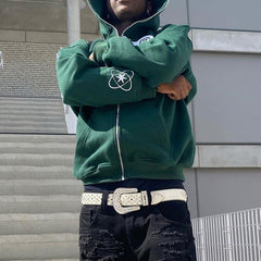 100% cotton zipper vintage distressed plain blanked Custom Print logo streetwear acid washed vintage zip up hoodie