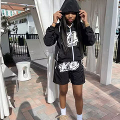 OEM Custom men two piece short set streetwear mens 3m reflective windbreaker jacket tracksuit