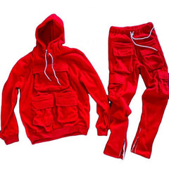 Soft sweat suits men outdoor sportswear tracksuit custom logo cargo tracksuits