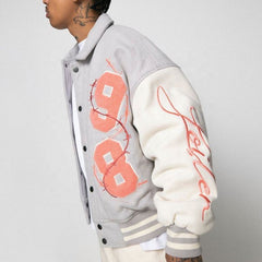 OEM Custom Men Embroidery Patch Warm College Jacket Bomber Letterman Varsity Jacket For Men