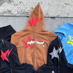 OEM Custom Fleece Cotton Heavyweight Puffy Letter Men Full Face Up Hoodies Oversized 3D Puff Print Men Full Face Zip Up Hoodies