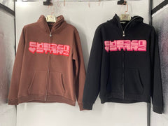 Custom sweatshirt total full face zip up cotton 3d puff print hoodie for men