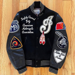 High Quality Custom Street Wear Logo Patch Baseball Jacket Trucker Letterman Base Ball Leather Varcity Varsity Jacket For Men