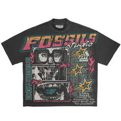 custom heavyweight cotton silk screen print dtg print vintage men shirt men Tshirts 260 gsm 100% cotton graphic tee