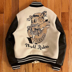 Embroidery Jacket Men Plus Size Custom Letterman Leather Jacket Streetwear Square Collar Coat Bomber Men's Varsity Jackets