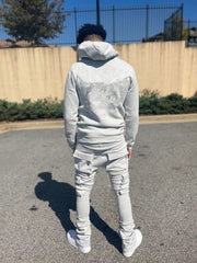 New Design Street Wear Embroidery Stacked Custom Cargo Pants and Hoodie Men Sets Flare Joggers Suits