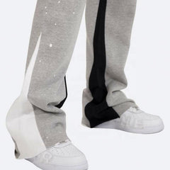 Custom New Casual Mens Flared Pant Streetwear Staked Joggers Cotton Elastic Waistband Flare Sweatpants