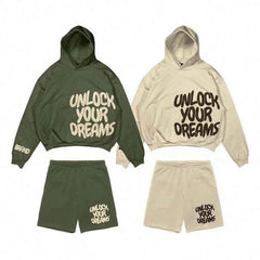 Support OEM ODM Custom LOGO Puff Printing 400GSM tracksuit set cropped hoodie
