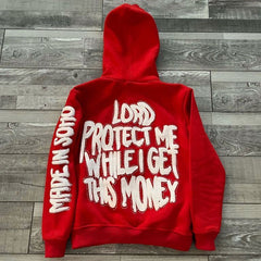 Custom 100%cotton heavyweight full face oversized y2k zip up rhinestone hoodie mens 3d puff printing hoodie manufacturer