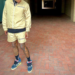 Custom mens clothing short and jacket jogger set two piece zipper polyester windbreaker tracksuit short set