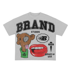 heavyweight 260 gsm 100% cotton graphic silk screen print dtg print vintage men shirt men tees