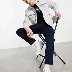 manufacturer oem back flag oversized denim jacket in black acid wash