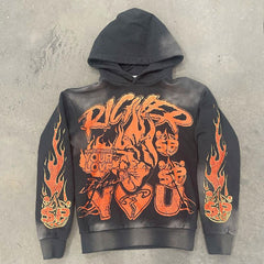 Custom Streetwear Heavyweight Cotton Oversized Sun Faded Hoodie Men High Quality Vintage Screen Print Acid Wash Hoodies