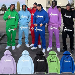 Custom Y2K Graphic Puff Printing Logo Fitness Sports Street Wear Jogging Hoodies And Sweatpants Men Drawstring Tracksuit Set Men