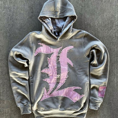 2PCS Tracksuits Acid Wash Sweat Suits Embroidery Applique Patch Jogger Men Flared Sweatpants And Hoodie Set