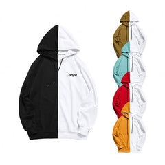 Pullover Oem Customized Two-color Design Colorblock Hoody Half And Half Colored Split Multi Color Block 2 Two Tone Hoodie