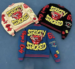 Custom Logo streetwear Letter Man Baseball Wool Men Black Cropped Jacket Chenille Embroidery Patch Varsity Jacket Manufacturers