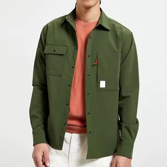 Men button up shirts customized label two chest pockets men long sleeve shirts