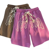 High Quality 100% Cotton Custom Vintage All Over Men Sweat 3D Screen Foam Puff Print Shorts With Drawstring