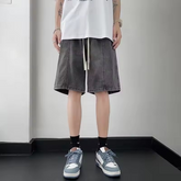 Customized Men Zipper Fly Loose Fit 100%Cotton Heavyweight Denim Pants Baggy Jeans Jorts Skate Shorts