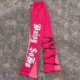 Custom Logo Stacked Sweat Trousers Men's Joggers Sweatpants French terry Flare Sweat Pants Men 3D Puff Print Elastic Flare Pants