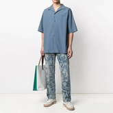 100% cotton mens short sleeve shirts customized spread collar embroidery shirts