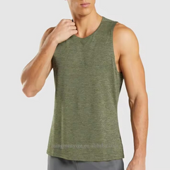 Men's Gym Sports 100% Polyester Exercise Men Straight Hem Slim Marl Sleave Less Tanktops Tank Tops Muscle Tee Sando For Men