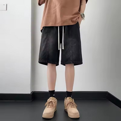 Customized Men Zipper Fly Loose Fit 100%Cotton Heavyweight Denim Pants Baggy Jeans Jorts Skate Shorts