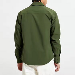 Men button up shirts customized label two chest pockets men long sleeve shirts