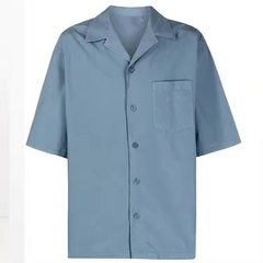 100% cotton mens short sleeve shirts customized spread collar embroidery shirts