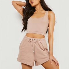 Crop Top T-Shirt Short Pant Set Women 2022 T Shirt Jogger Set Custom Ladies Women 2 Two Piece T Shirt And Short Set