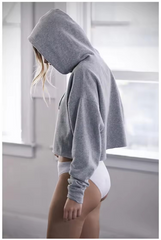 Women Wholesale Custom Logo Cropped Oversized Luxury Fashionable Satin Silk Hood Satin Lined Crop Top Hoodie With