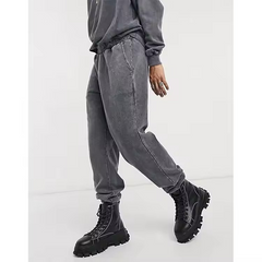Custom Plain Vintage Black Acid Wash Track Suit Mens Clothing Washed Tracksuits 2 Peice Set sweatshirt Jumper Jumpsuit
