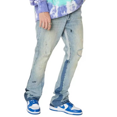 USA Aymir Style High Quality Stylish Wholesale 2020 Designer Blue Male Streetwear Jen Ripped Laser Men's Denim Pant Custom Jeans