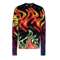 2022 Custom LOGO OEM & ODM Mohair Sweater Men Jacquard Knitwear Long Sleeve Knitted Winter Fuzzy Knit Crewneck Sweater For Men