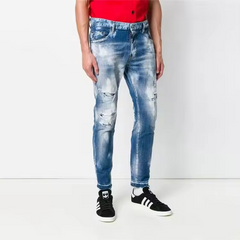 wholesale jeans pent new style skater bleached relaxed jeans men