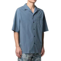 100% cotton mens short sleeve shirts customized spread collar embroidery shirts