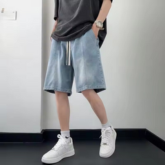 Customized Men Zipper Fly Loose Fit 100%Cotton Heavyweight Denim Pants Baggy Jeans Jorts Skate Shorts