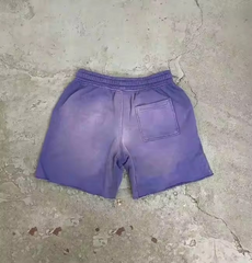 custom logo raw edge distressed tie dye essential washed vintage 100% cotton french terry sweat acid wash shorts for men