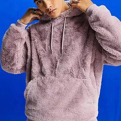 clothing factory wholesale pink oversized faux fur purple cashmere fluffy hoodie men