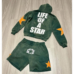 Custom hoodies and sweatpants and acid wash hoodie and shorts tracksuit set men hoodie and joggers sweat pants sets unisex