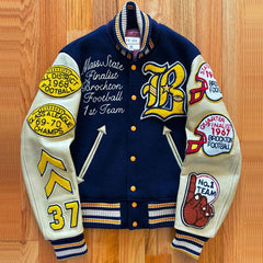 OEM Custom Logo Embroidery Bomber Jackets Leather Sleeves Retro Letterman Baseball Varsity Jacket For Men