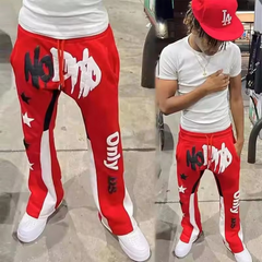 Streetwear Jogger Blank Puff Print High Quality Flair Heavyweight Custom Flared Sweatpants Men