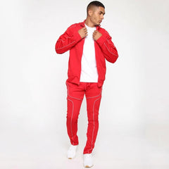 2023 Couple Streetwear Two Piece Pants Tracksuit Set Sew Custom Logo Reflective Mens Tracksuit