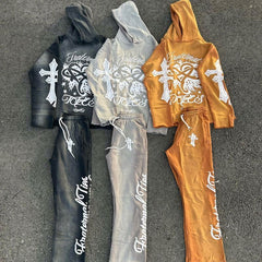 OEM New Fashion Streetwear Digital printing Vintage Acid Wash Cropped Sun Faded Hoodie Men