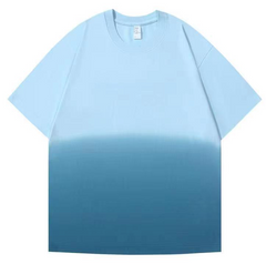 Men's Stylish Gradient Color Pattern Shirt, Casual Breathable Crew Neck Short Sleeve Tee Top T-shirt